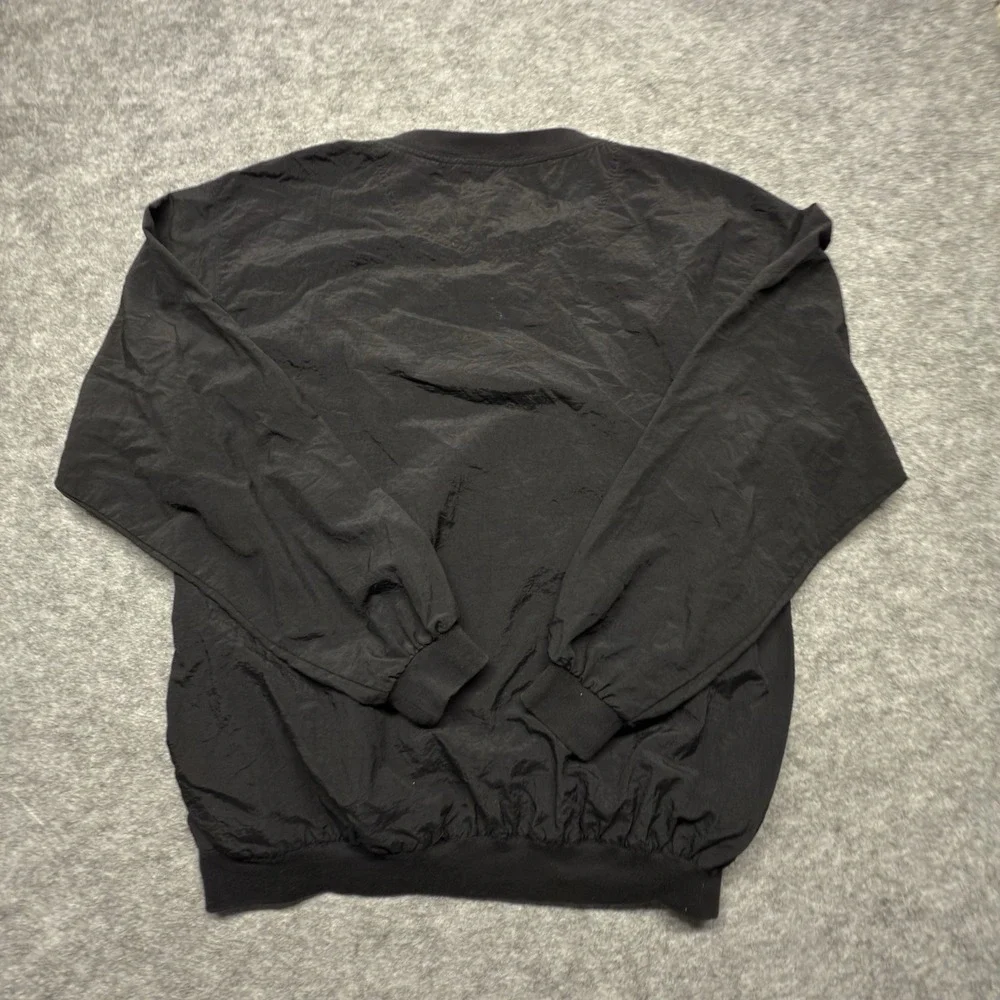 Jansport Windbreaker Pullover Men M Black Solid Nylon Iowa Hawkeyes V-Neck